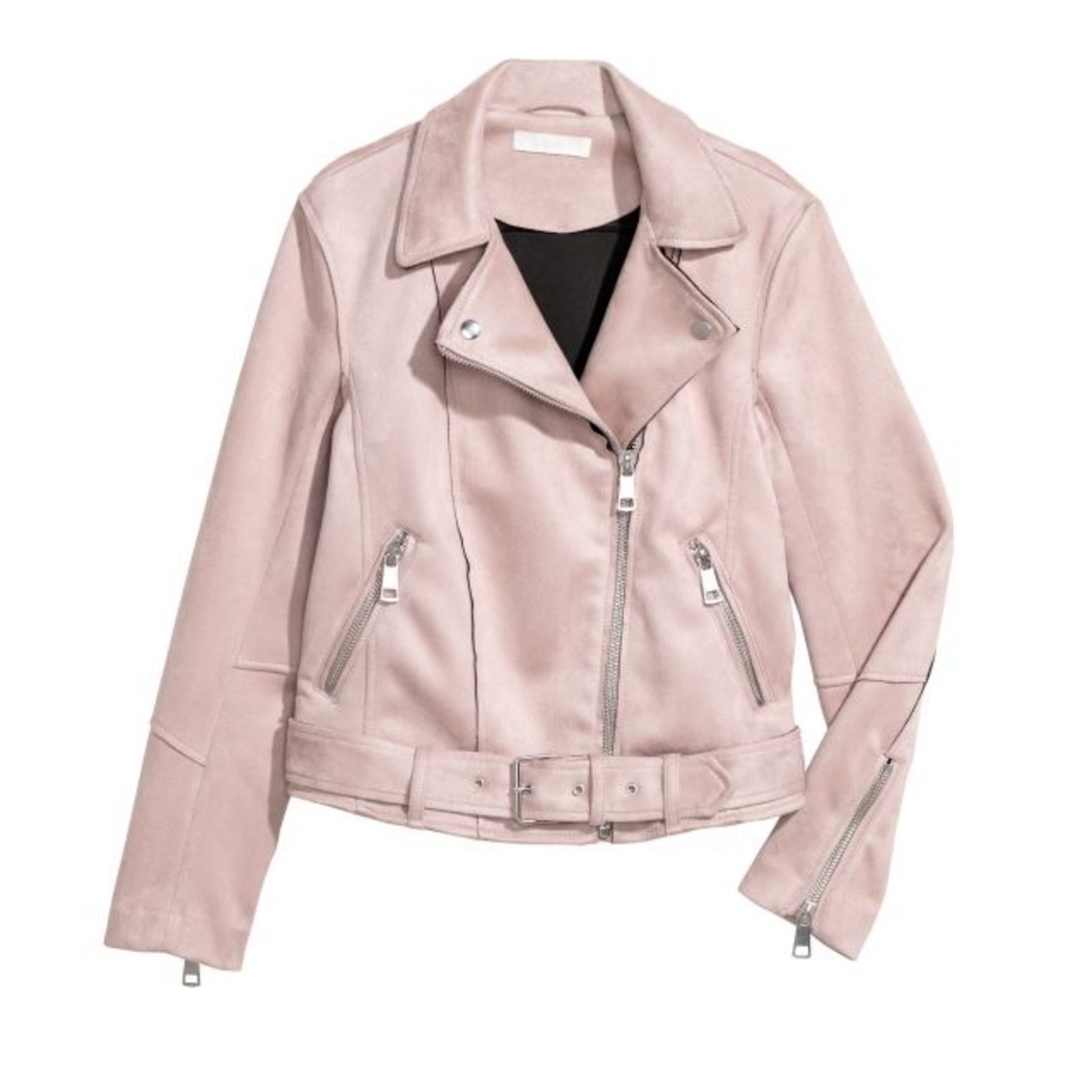 Pink Suede Moto Jacket